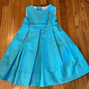 Blue Sleeveless Pleated A-Line Dress for Wedding Guest